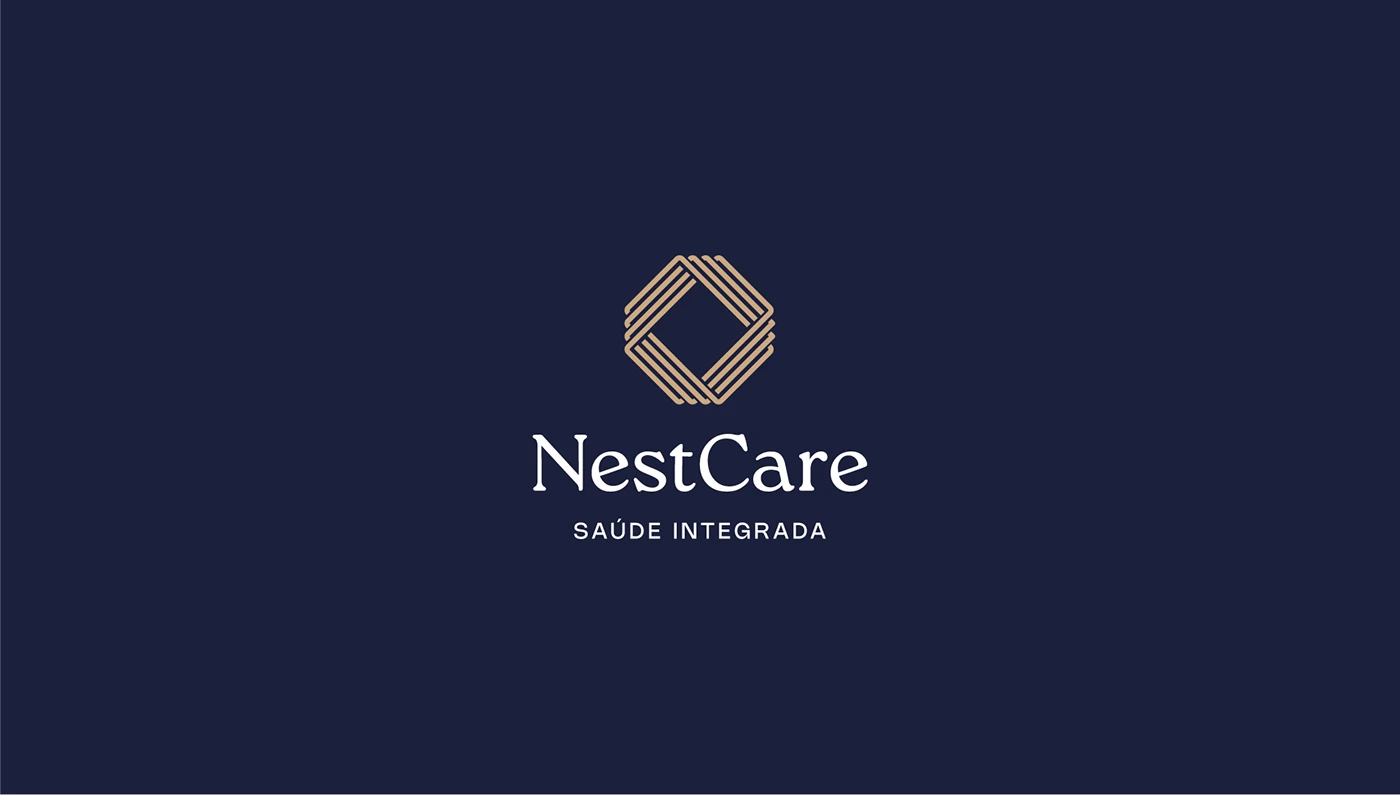 Logotipo da NestCare Saúde Integrada sobre azul profundo