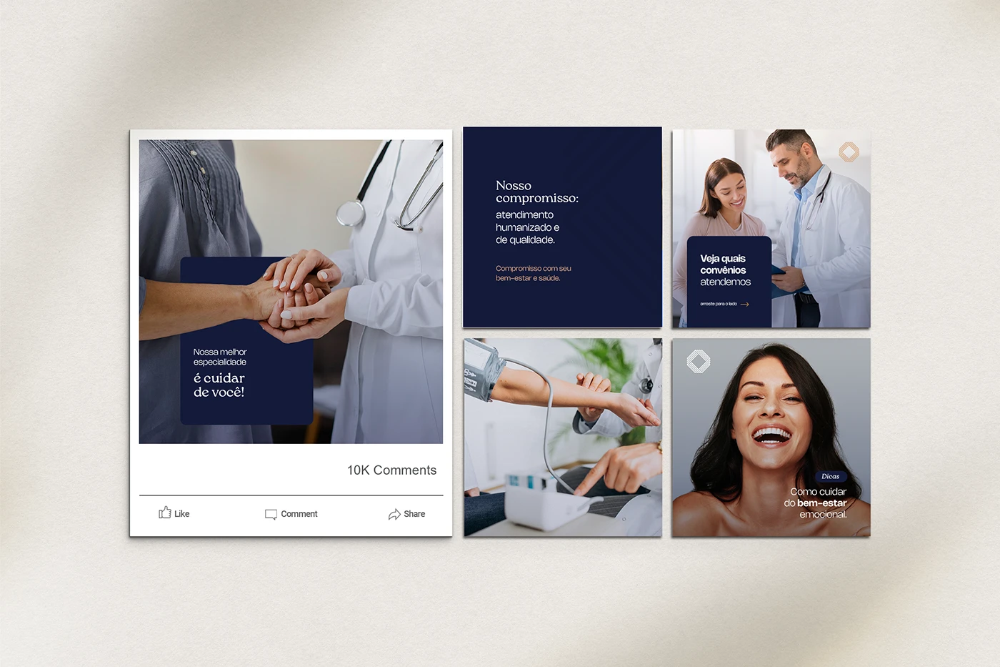Grade de posts da NestCare para redes sociais